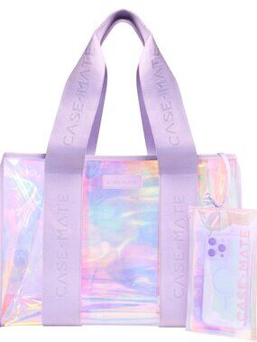 Case-Mate Soap Bubble Jelly Tote Waterproof Clear Beach Bag Gym Cruise Dance NWT